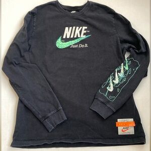 Nike Just Do It Drip Wash Mens XL Black Long sleeve Shirt